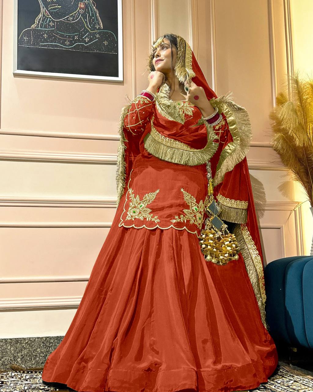 Designer Full-Sleeve Lehenga Choli in Natural Crepe Silk with Sequin & Zari Work
