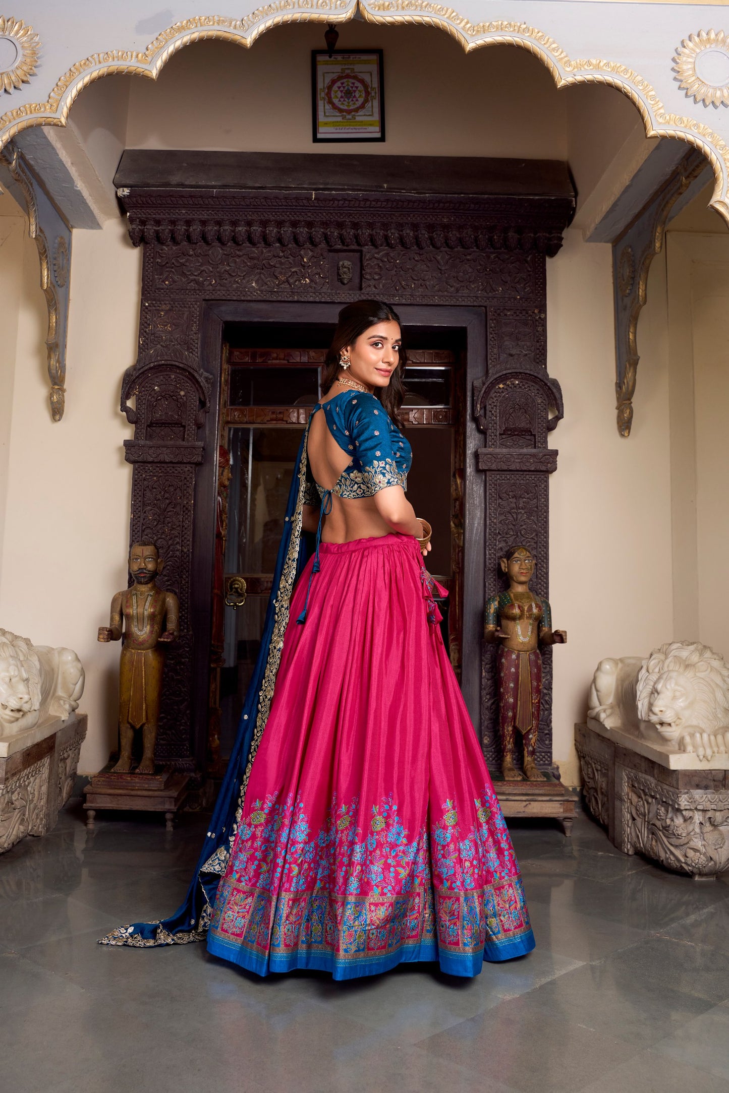 Vichitra Silk Embroidered Dupatta Lehenga Choli
