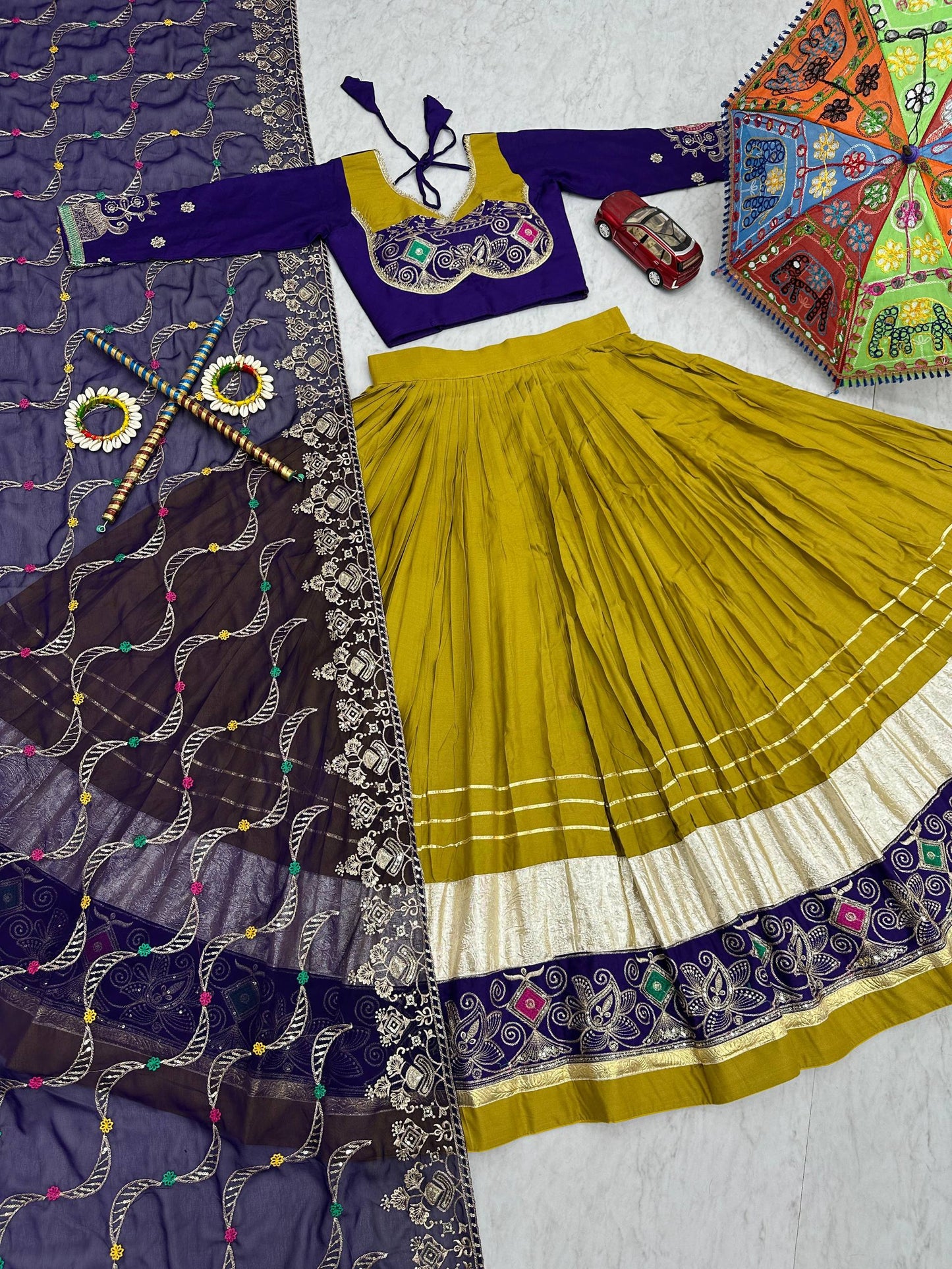Pure Cotton Embroidered Navratri Lehenga Choli Set