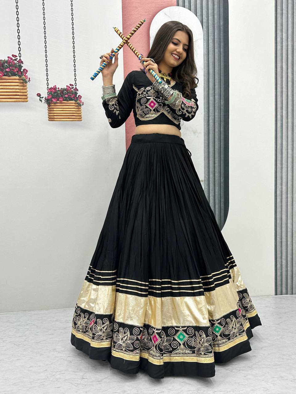 Pure Cotton Embroidered Navratri Lehenga Choli Set