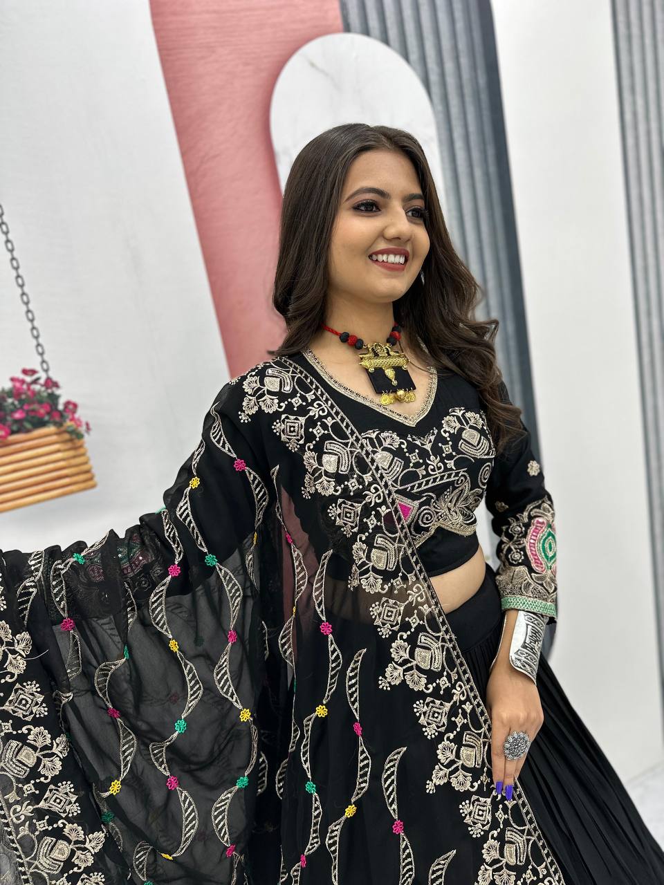 Pure Cotton Embroidered Navratri Lehenga Choli Set