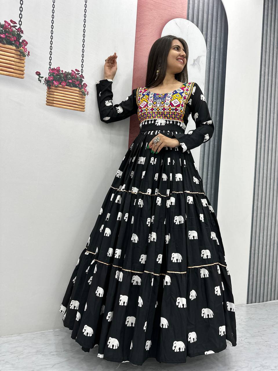 Navratri Special Gamathi Embroidered Cotton Gown
