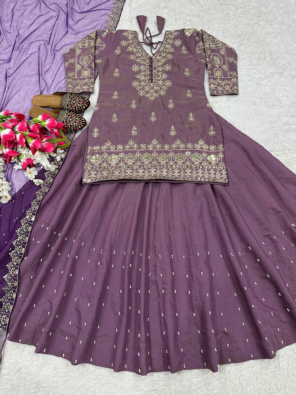 Premium Simmer Silk Embroidery Lehenga with Dupatta