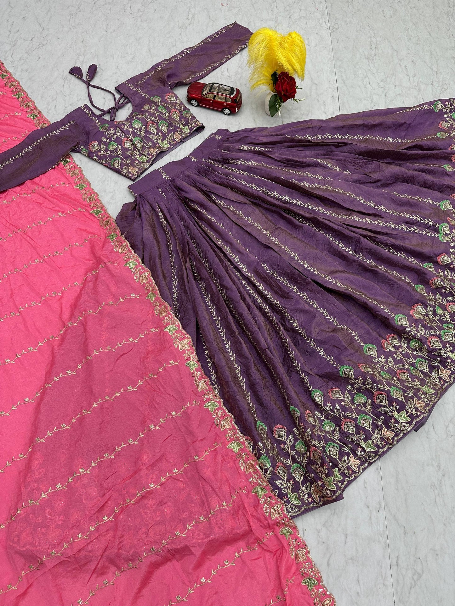 Designer Gold Crush Lehenga for Navratri and Weddings