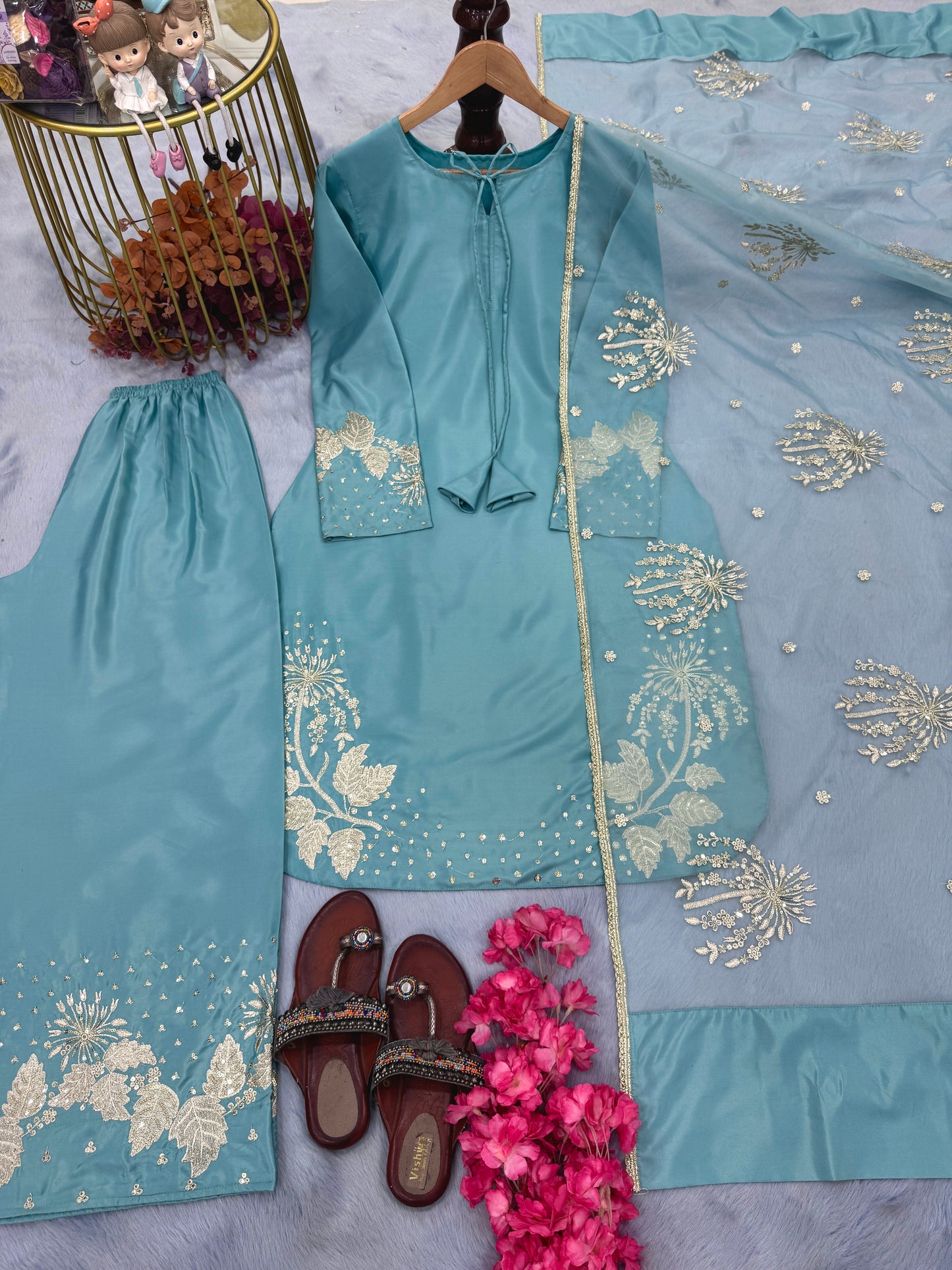 3-Piece Premium Crepe & Organza Set