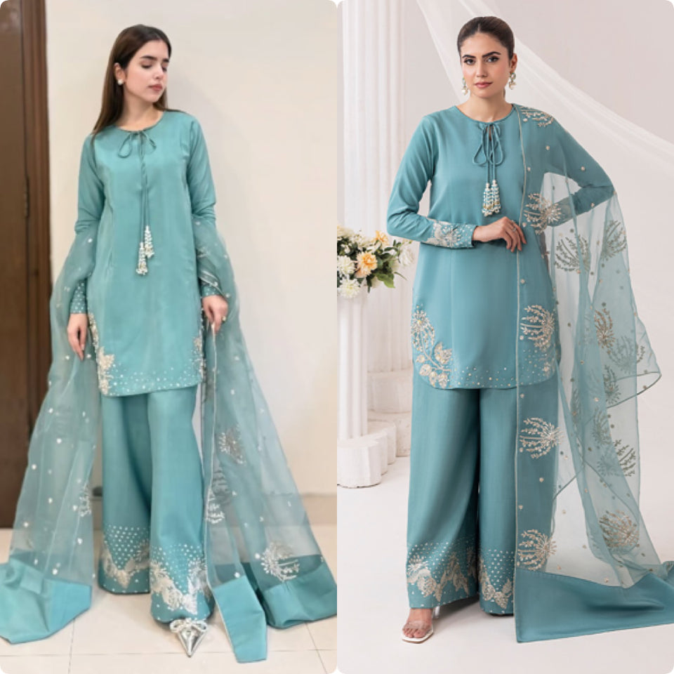 3-Piece Premium Crepe & Organza Set