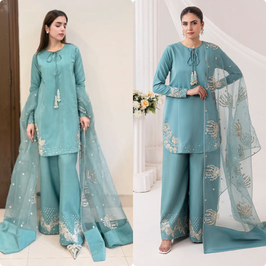 3-Piece Premium Crepe & Organza Set