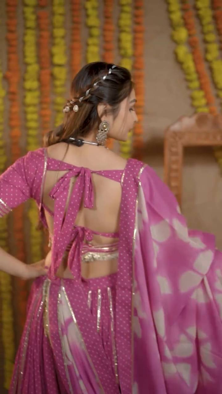 Festive Cotton Lehenga Set with Elegant Print & Border