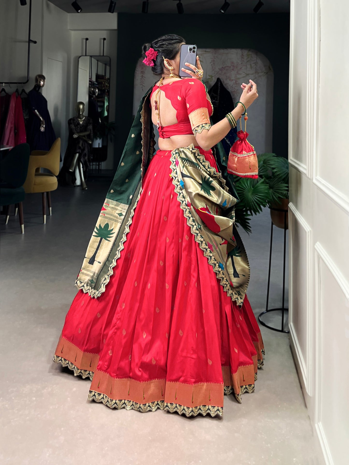 Regal Jacquard Silk Paithani Lehenga with Embroidered Dupatta