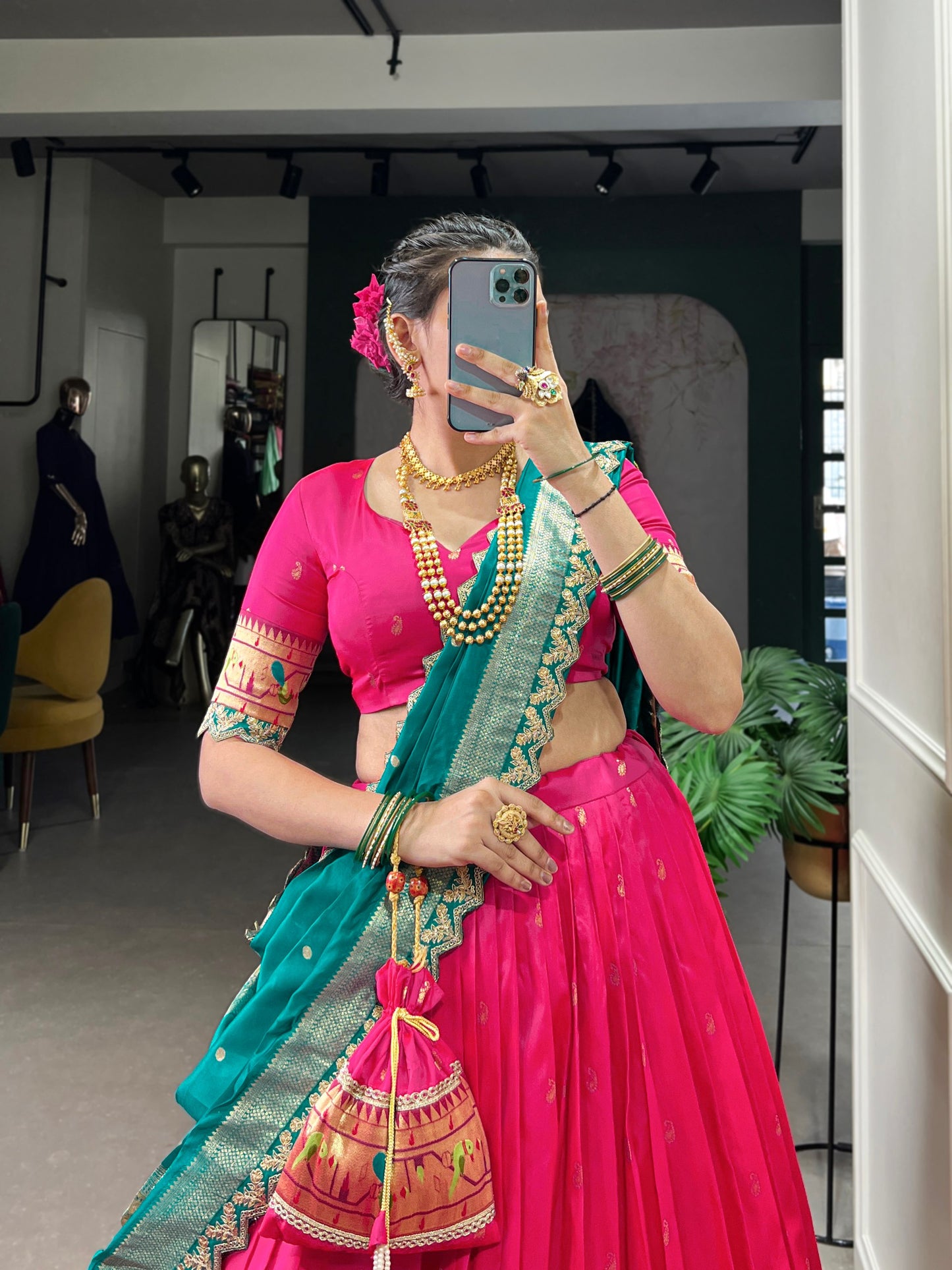 Regal Jacquard Silk Paithani Lehenga with Embroidered Dupatta