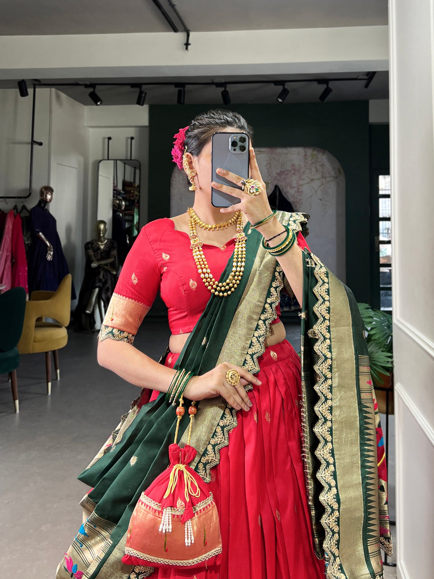 Regal Jacquard Silk Paithani Lehenga with Embroidered Dupatta