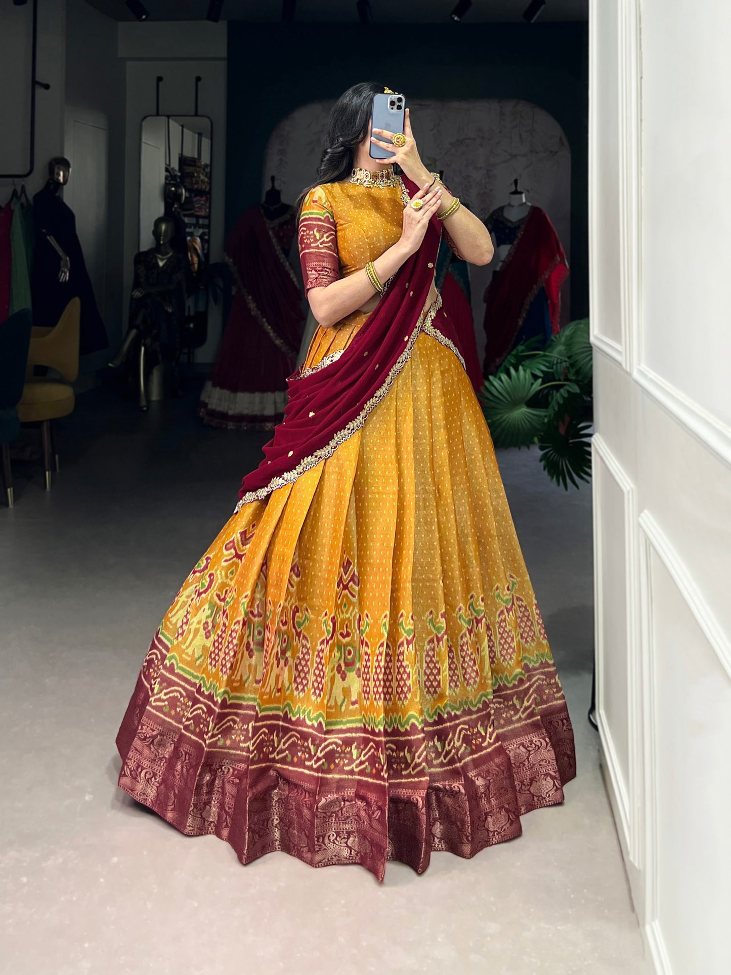 Kanchipuram Silk Lehenga Set with Georgette Dupatta