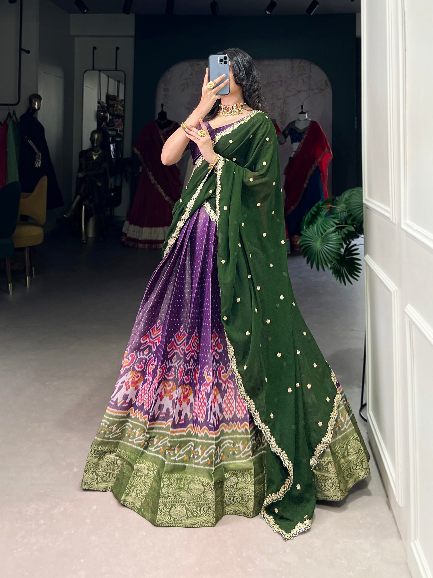 Kanchipuram Silk Lehenga Set with Georgette Dupatta
