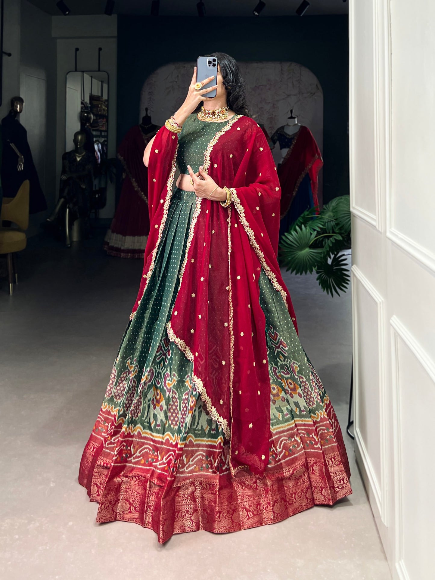Kanchipuram Silk Lehenga Set with Georgette Dupatta