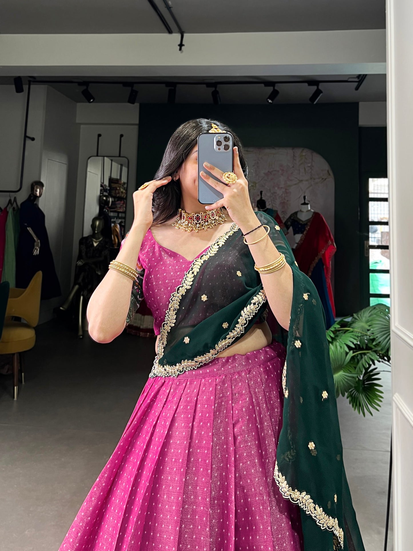 Kanchipuram Silk Lehenga Set with Georgette Dupatta
