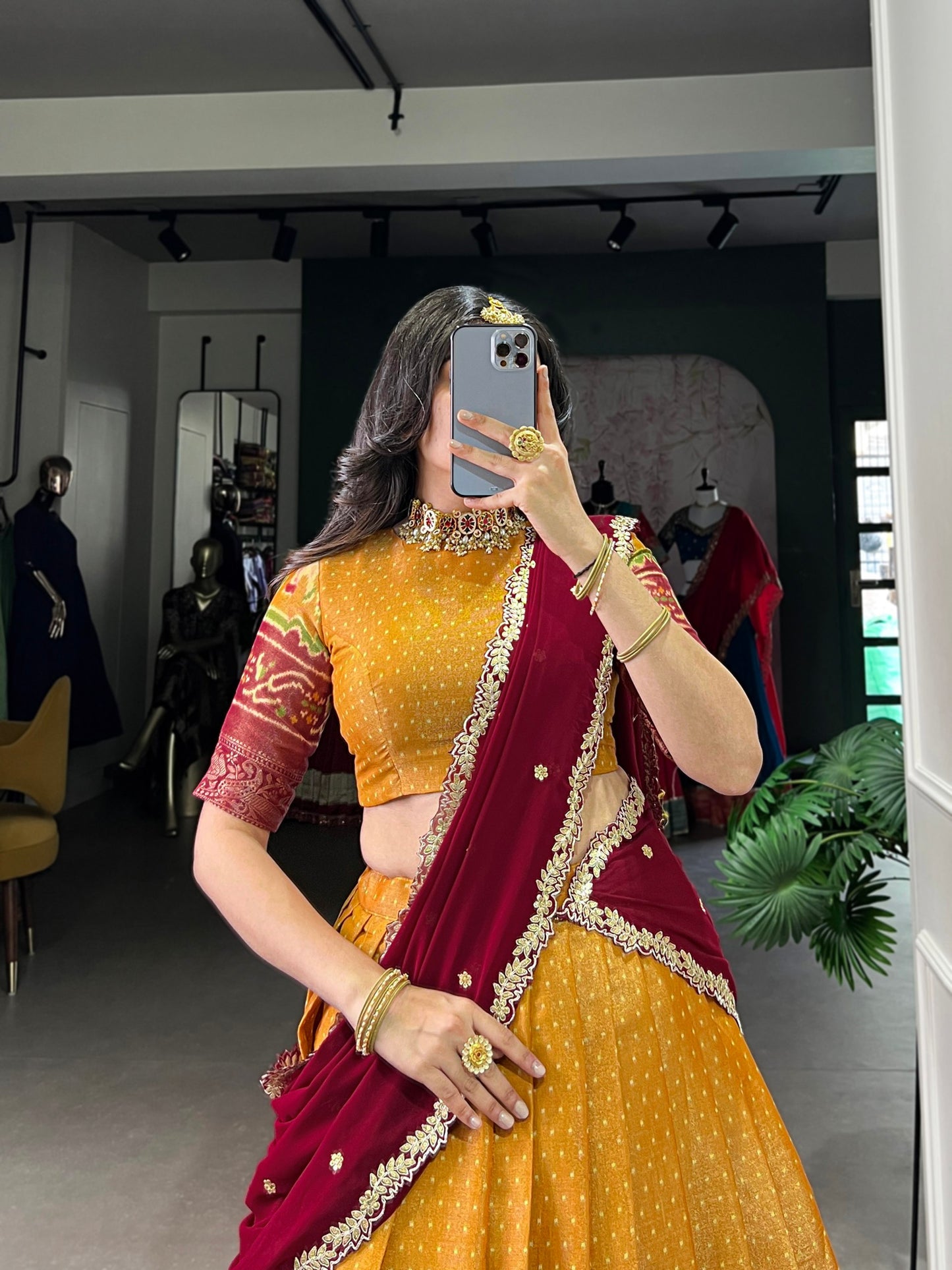 Kanchipuram Silk Lehenga Set with Georgette Dupatta