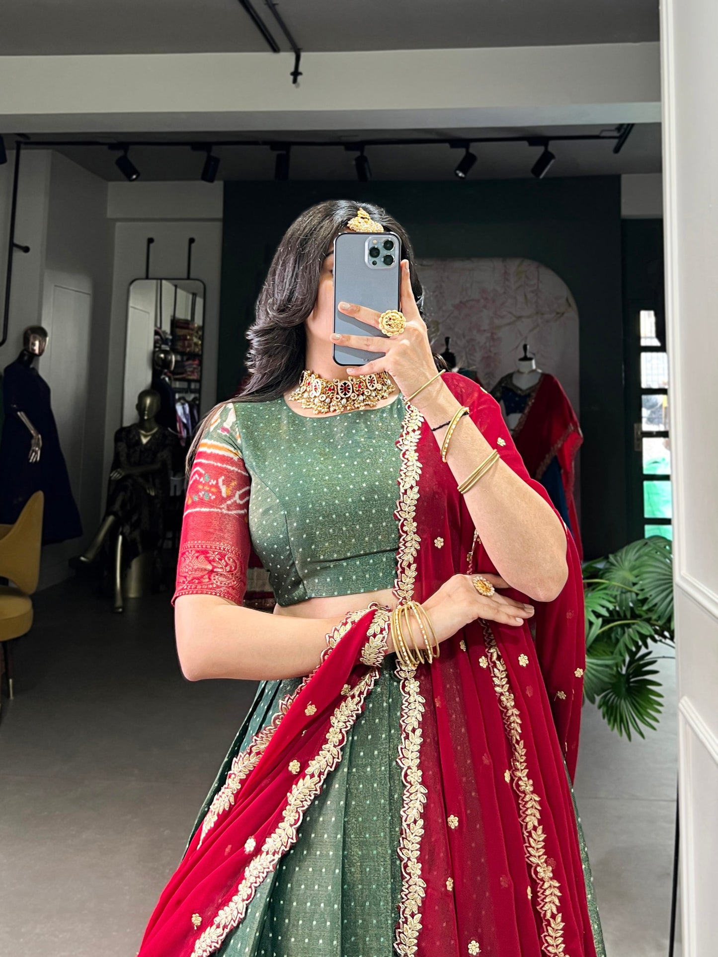 Kanchipuram Silk Lehenga Set with Georgette Dupatta