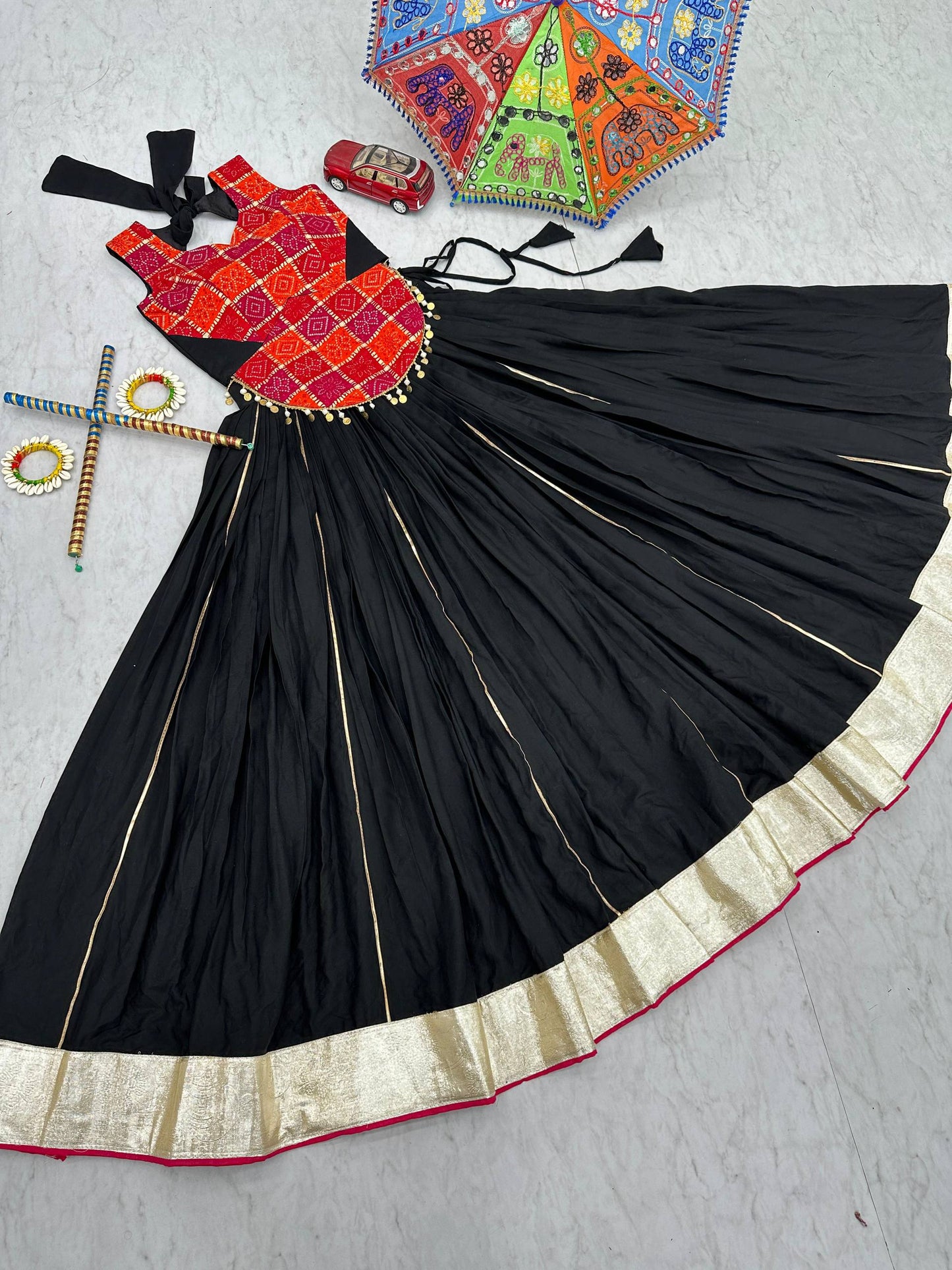 Foil Print Cotton Lehenga Choli – Navratri Collection