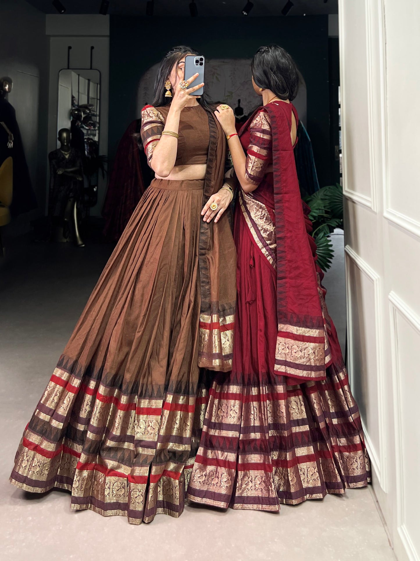 Elegant 4-Meter Flair Lehenga Choli in Pure Chanderi