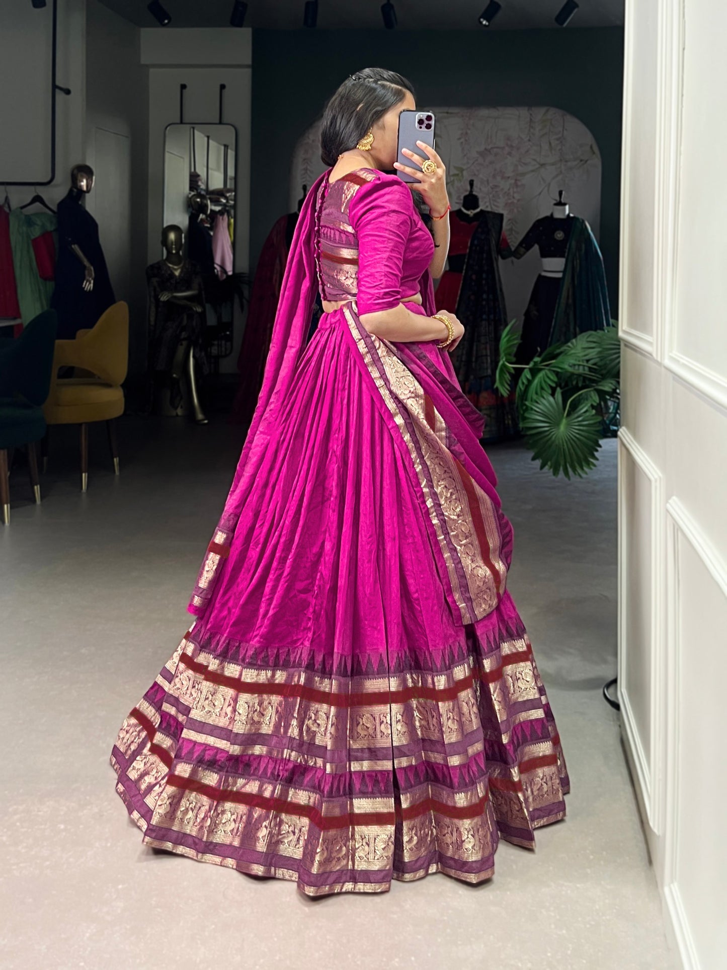 Elegant 4-Meter Flair Lehenga Choli in Pure Chanderi