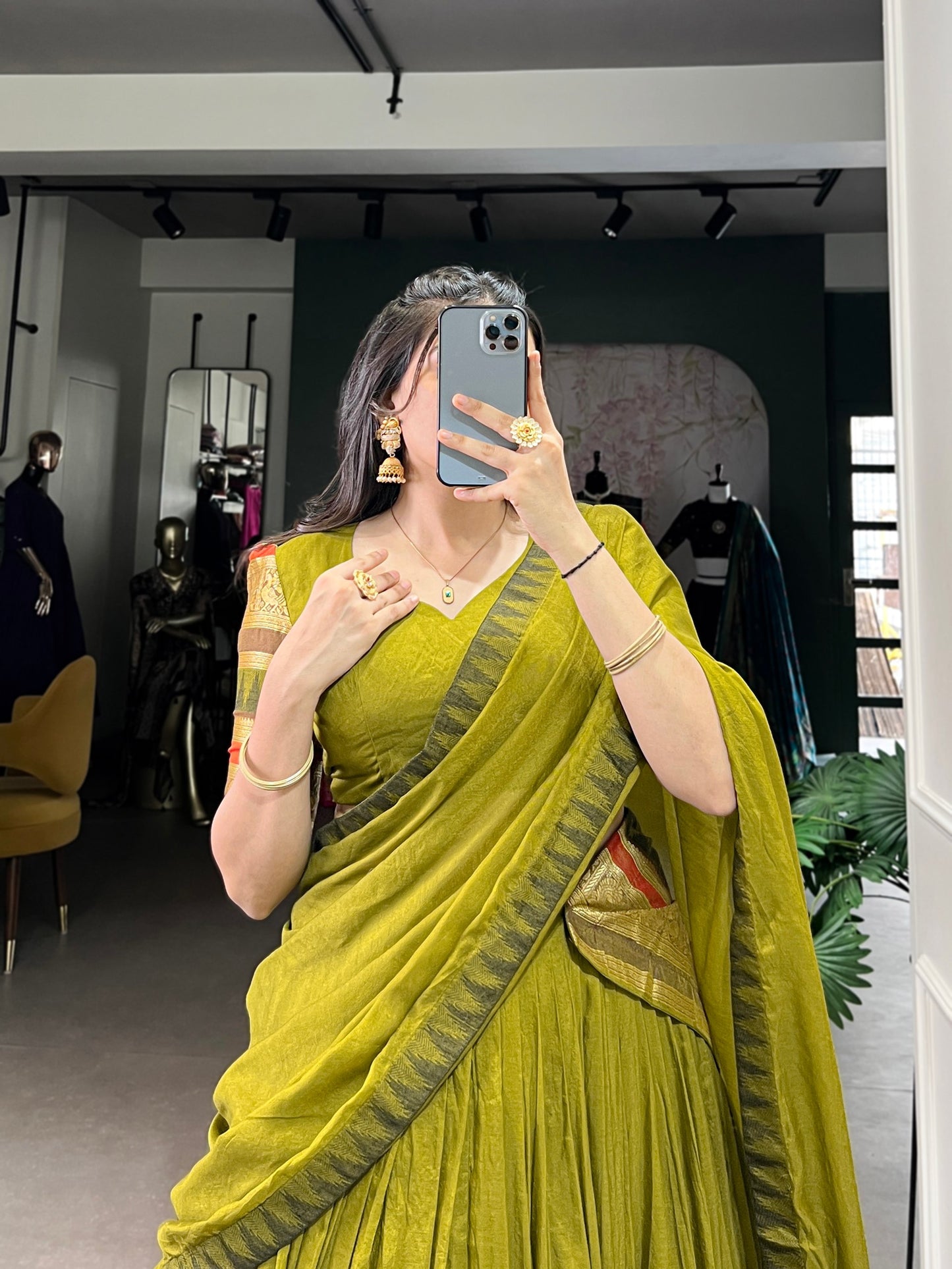 Elegant 4-Meter Flair Lehenga Choli in Pure Chanderi