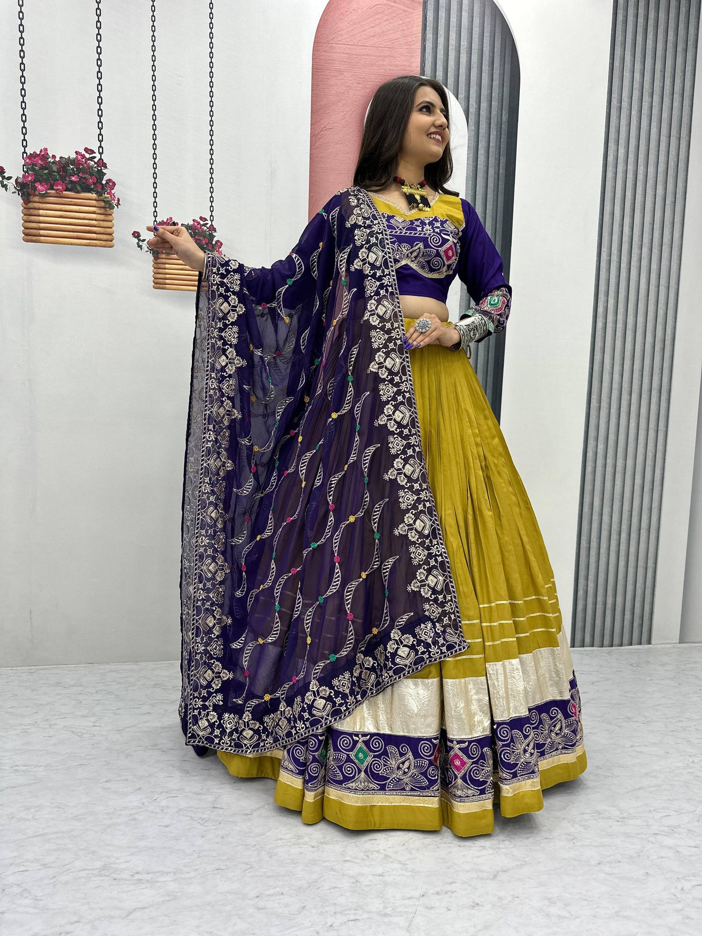Pure Cotton Embroidered Navratri Lehenga Choli Set