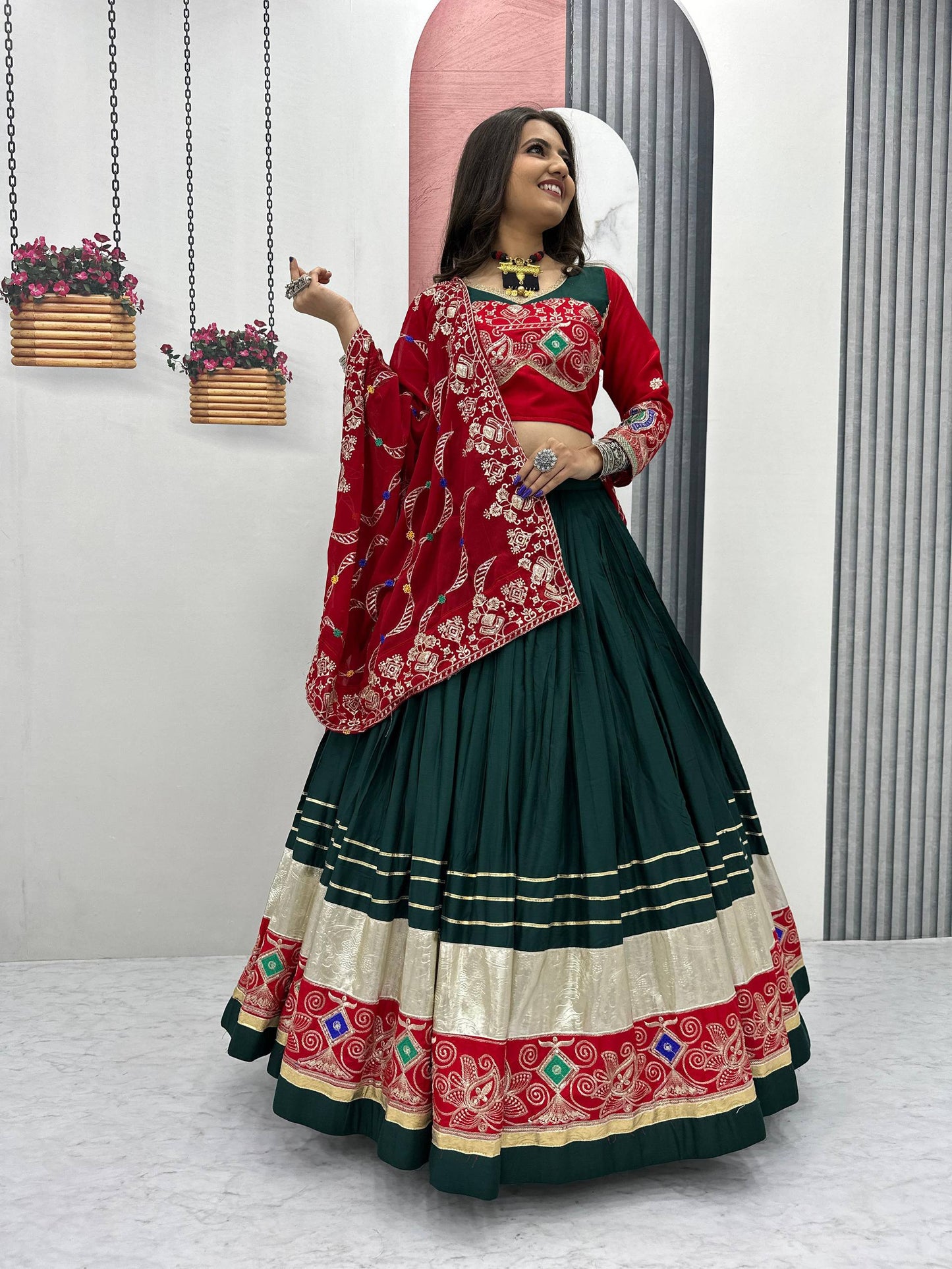 Pure Cotton Embroidered Navratri Lehenga Choli Set