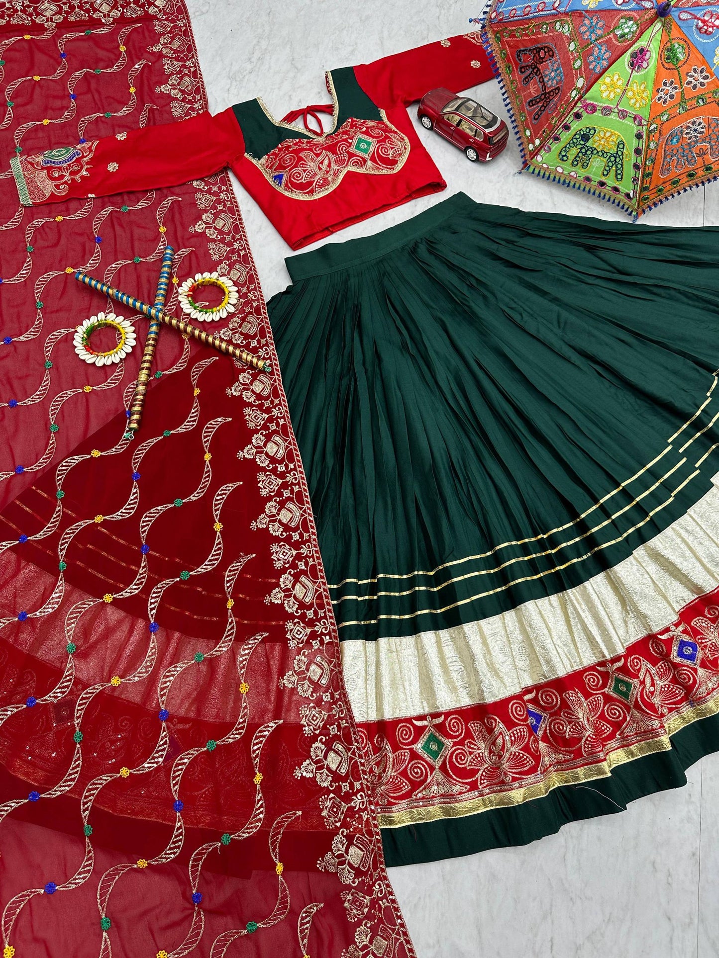 Pure Cotton Embroidered Navratri Lehenga Choli Set