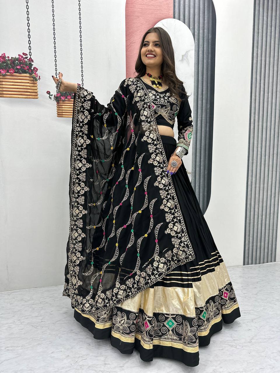 Pure Cotton Embroidered Navratri Lehenga Choli Set
