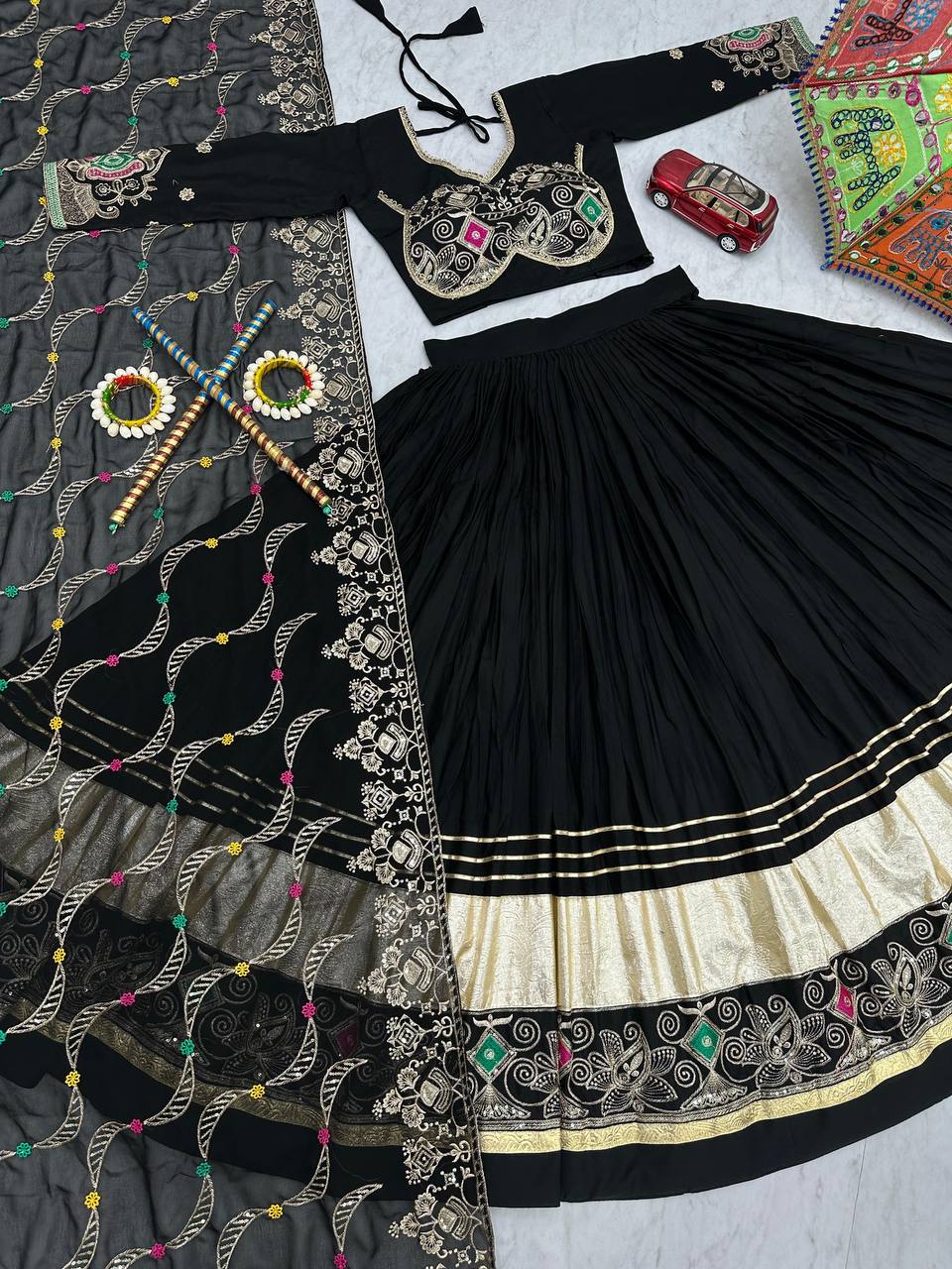 Pure Cotton Embroidered Navratri Lehenga Choli Set