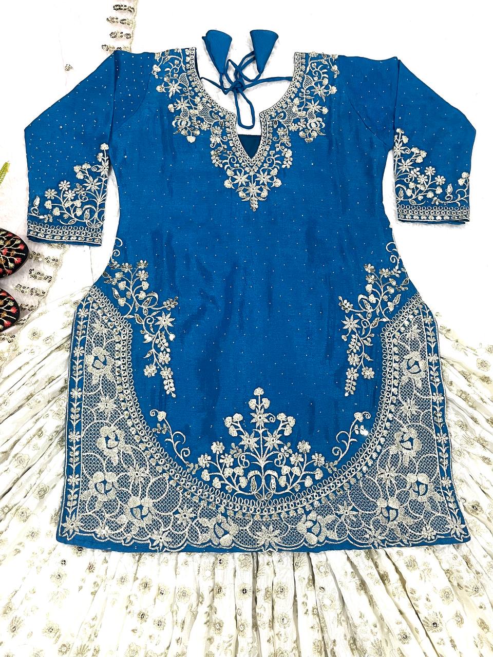 Stunning Semi-Stitched Lehenga with Embroidered Net Dupatta