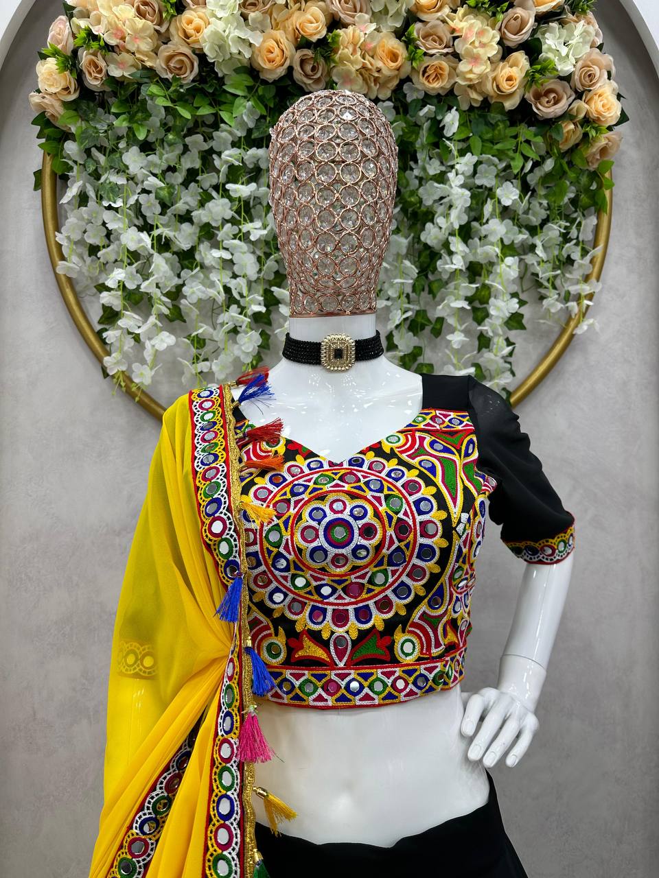 Designer Faux Georgette Lehenga Choli with Original Mirror Work