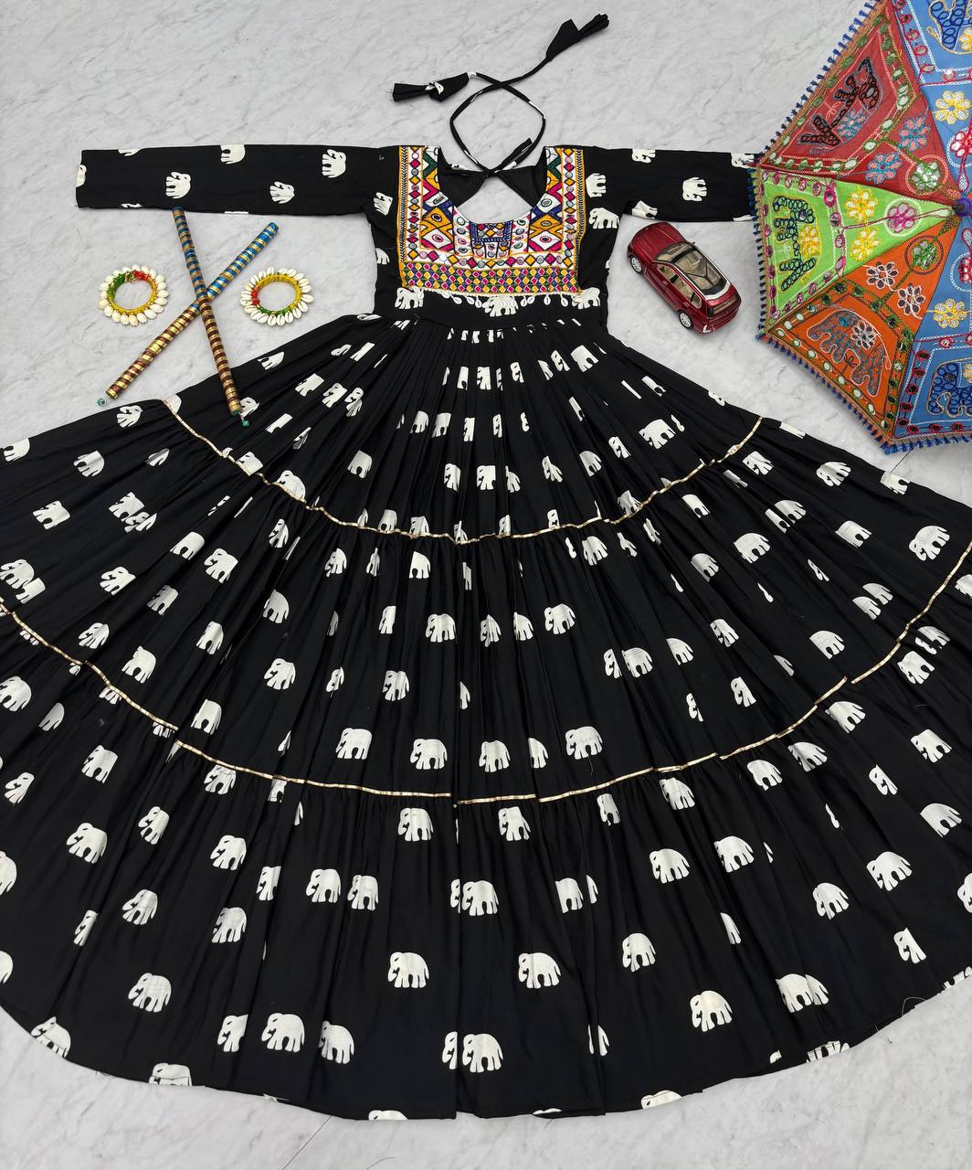 Navratri Special Gamathi Embroidered Cotton Gown