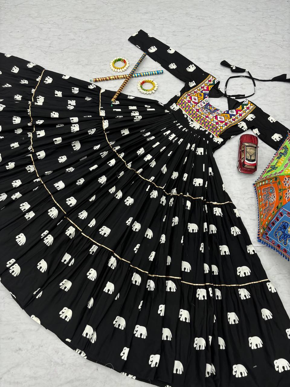 Navratri Special Gamathi Embroidered Cotton Gown