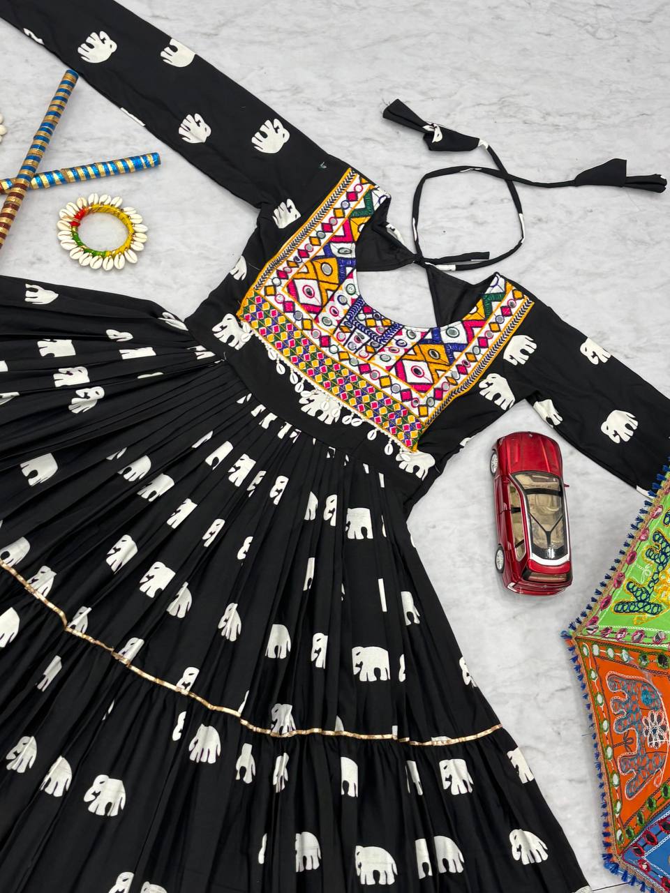 Navratri Special Gamathi Embroidered Cotton Gown