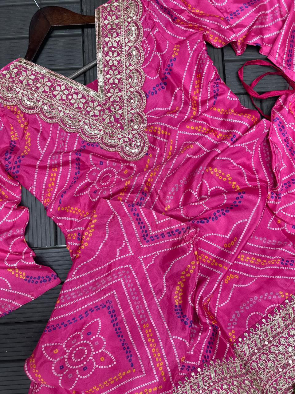 Trendy Dhoti Salwar Set with Embroidered Digital Print Top