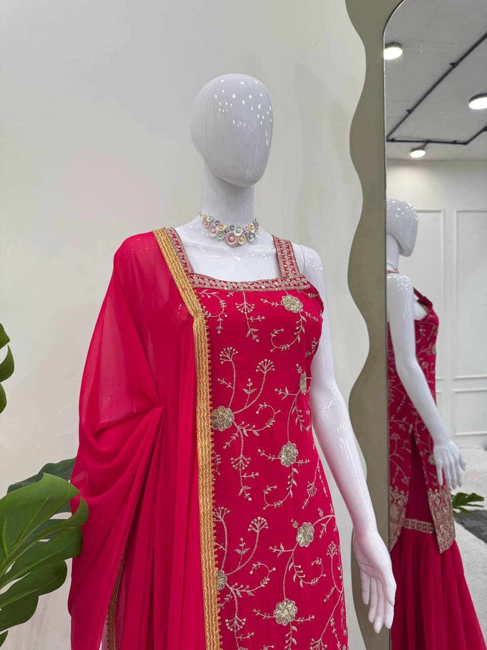Stylish Georgette Sharara Set with Thread & Sequin Work