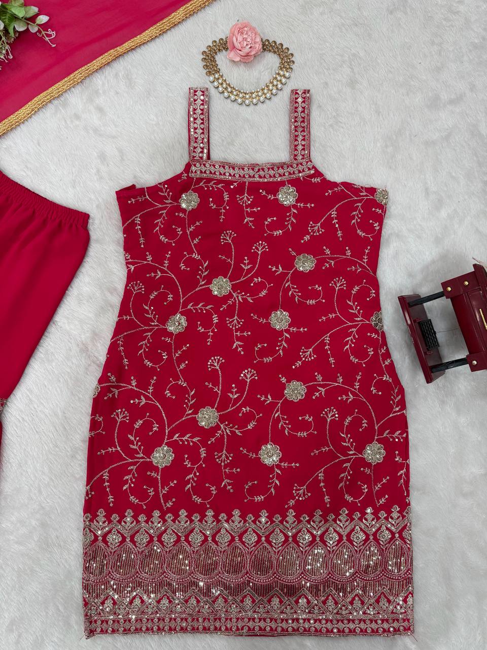 Stylish Georgette Sharara Set with Thread & Sequin Work