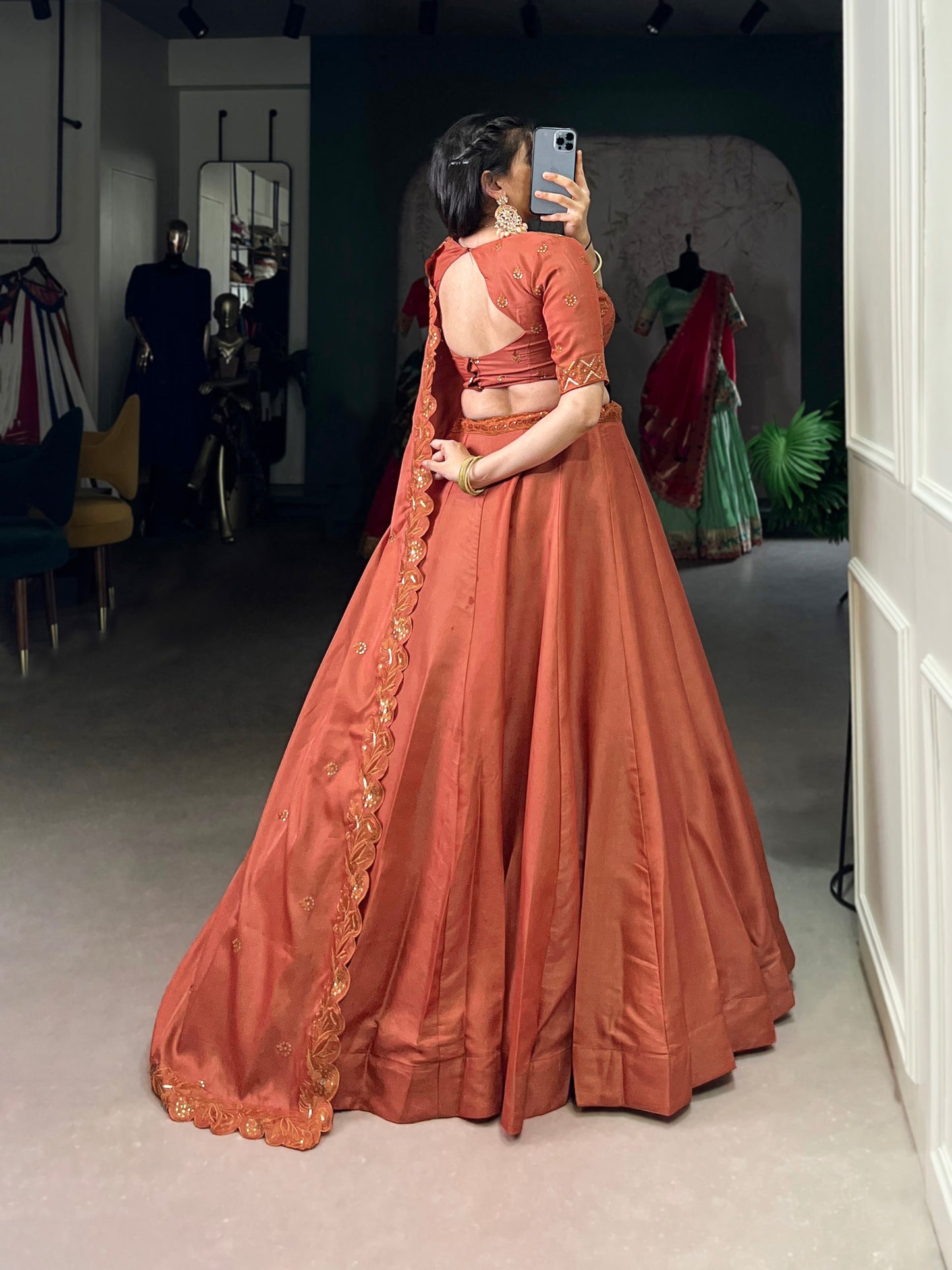 Designer Tussar Silk Lehenga with Dupatta