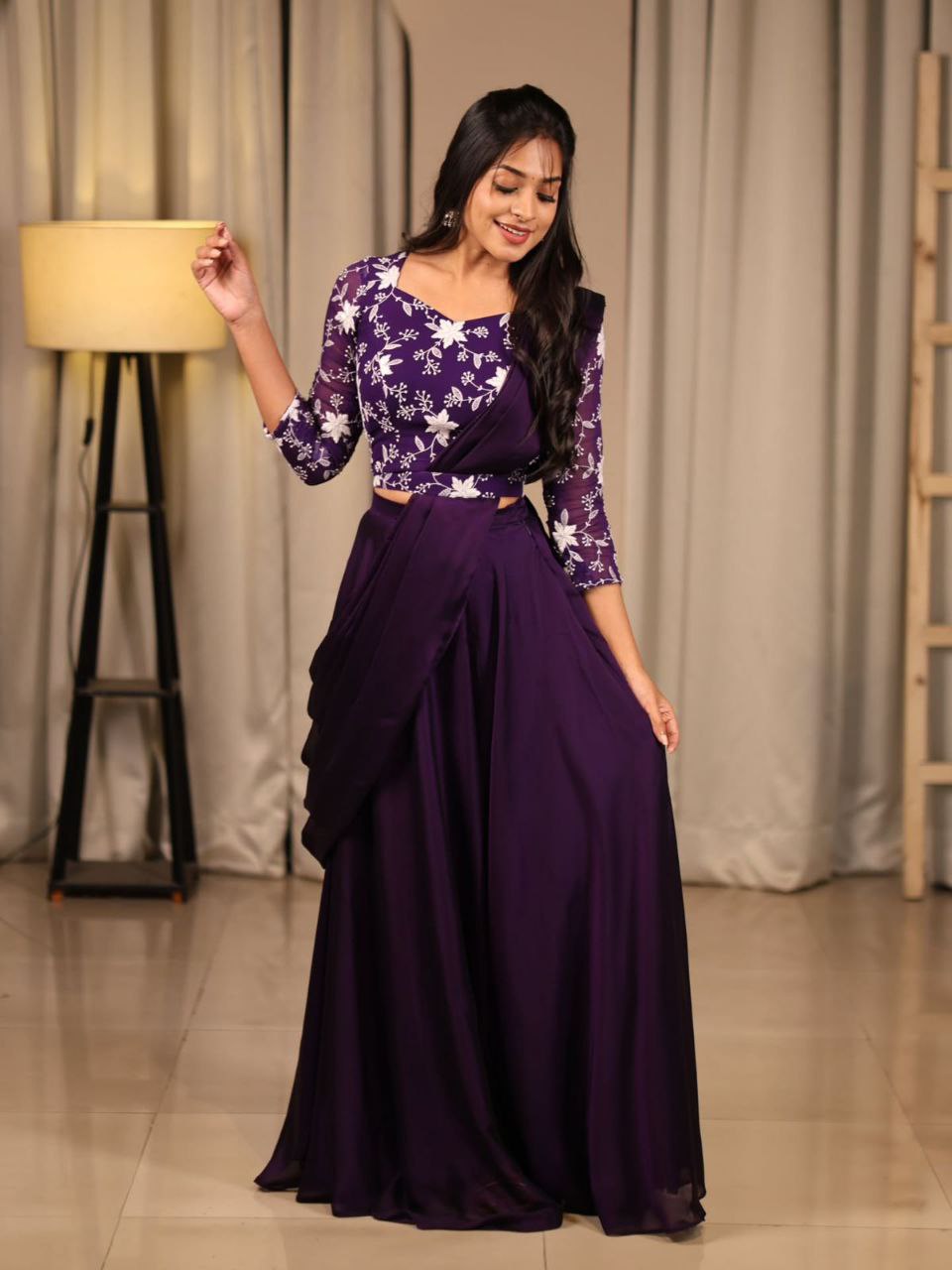 Elegant Embroidered Rangoli Lehenga Set with Jaal Work & Dupatta