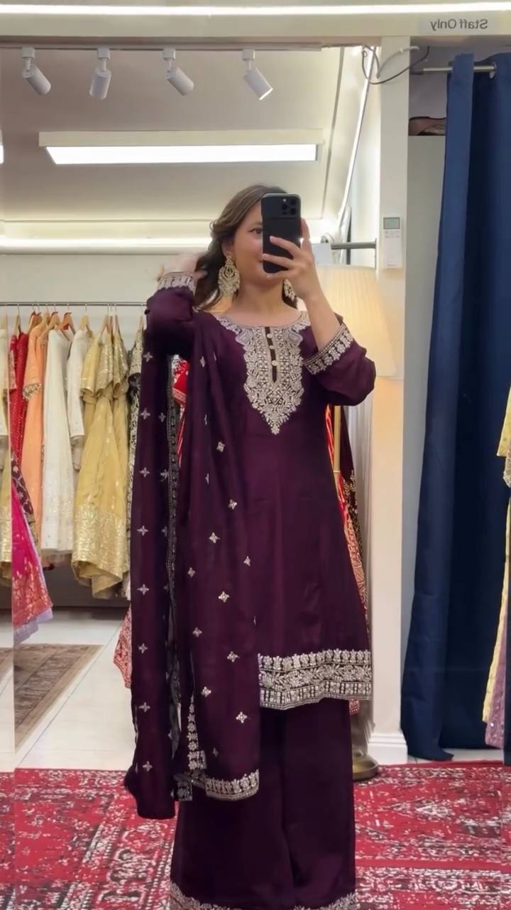 Elegant Thread & Sequin Work Co-ord Set for Festive Wear