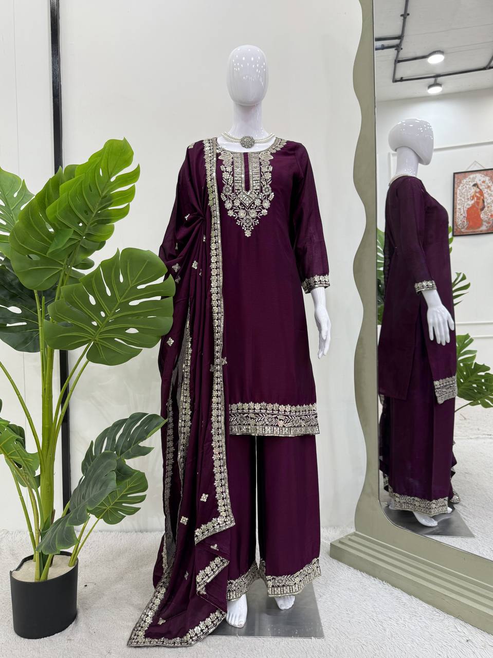 Elegant Thread & Sequin Work Co-ord Set for Festive Wear