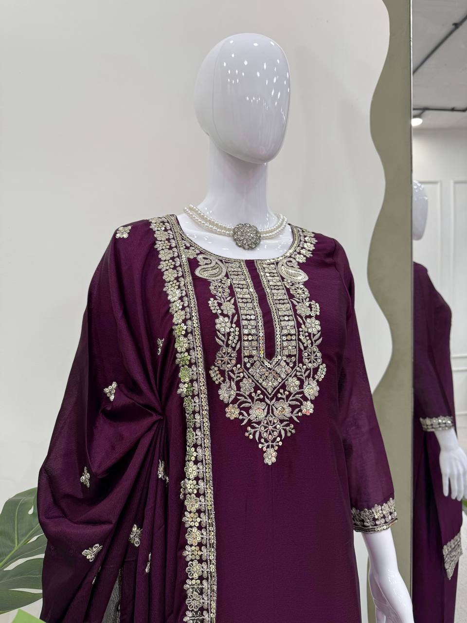 Elegant Thread & Sequin Work Co-ord Set for Festive Wear