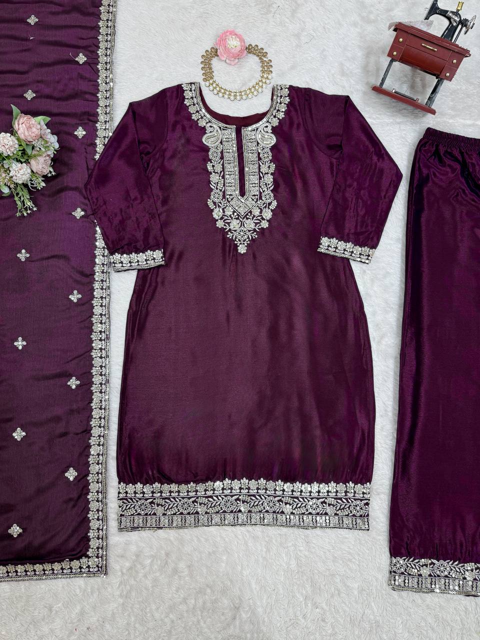 Elegant Thread & Sequin Work Co-ord Set for Festive Wear