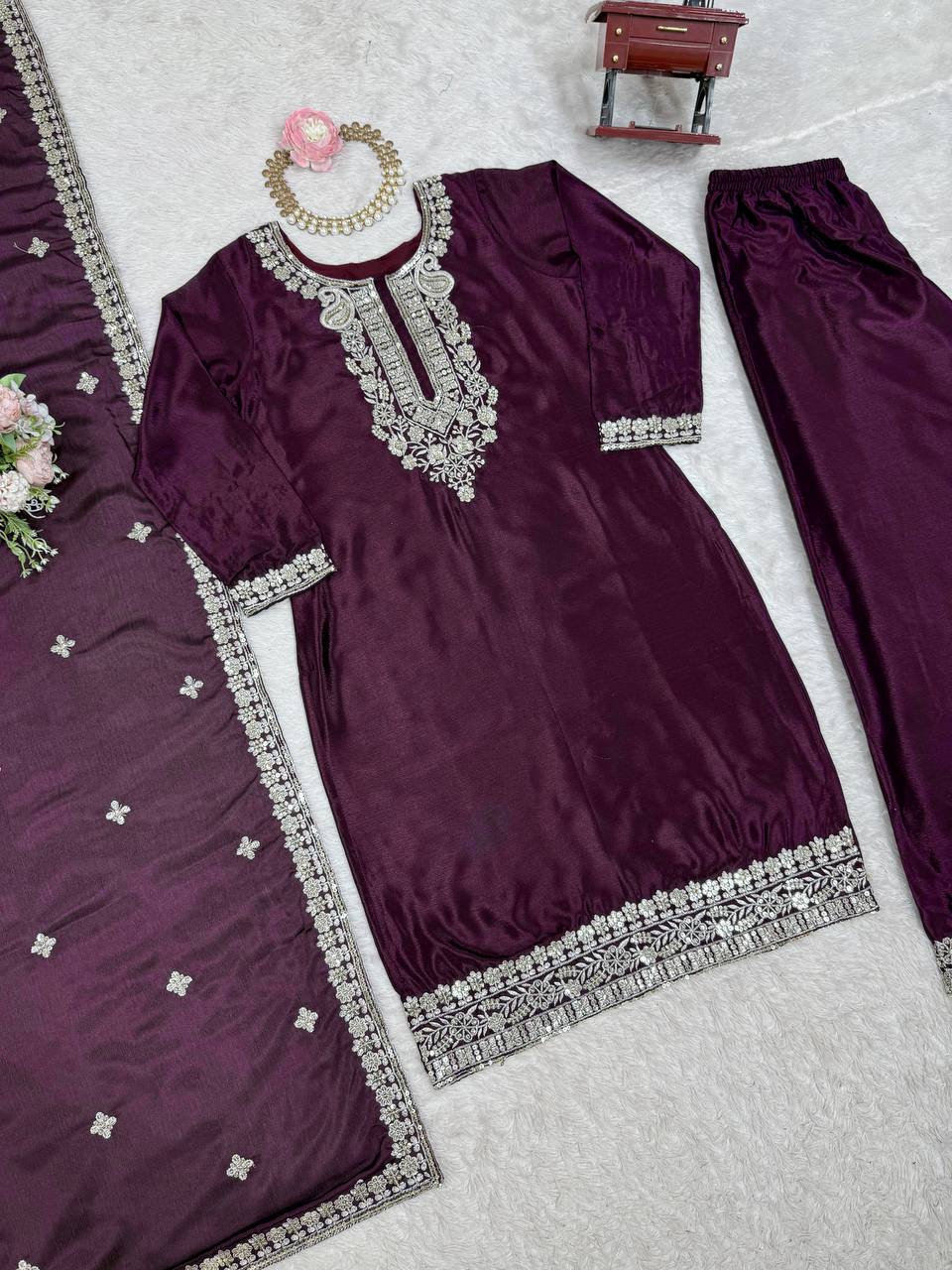 Elegant Thread & Sequin Work Co-ord Set for Festive Wear