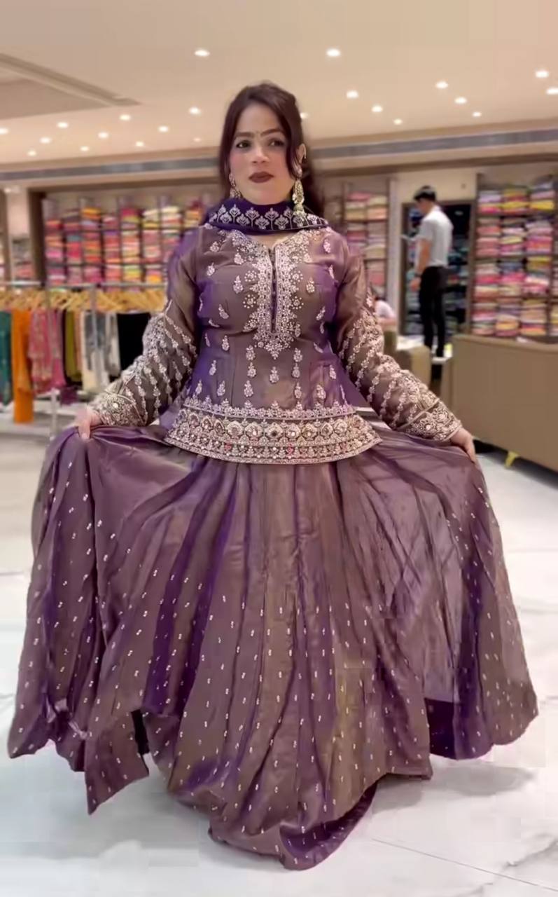 Premium Simmer Silk Embroidery Lehenga with Dupatta