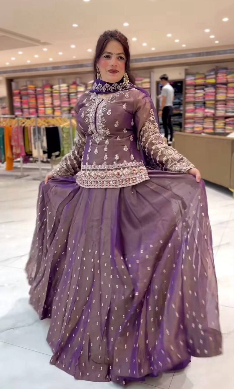 Premium Simmer Silk Embroidery Lehenga with Dupatta
