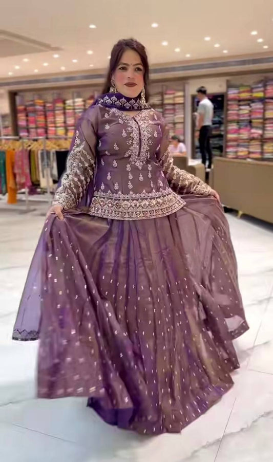 Premium Simmer Silk Embroidery Lehenga with Dupatta