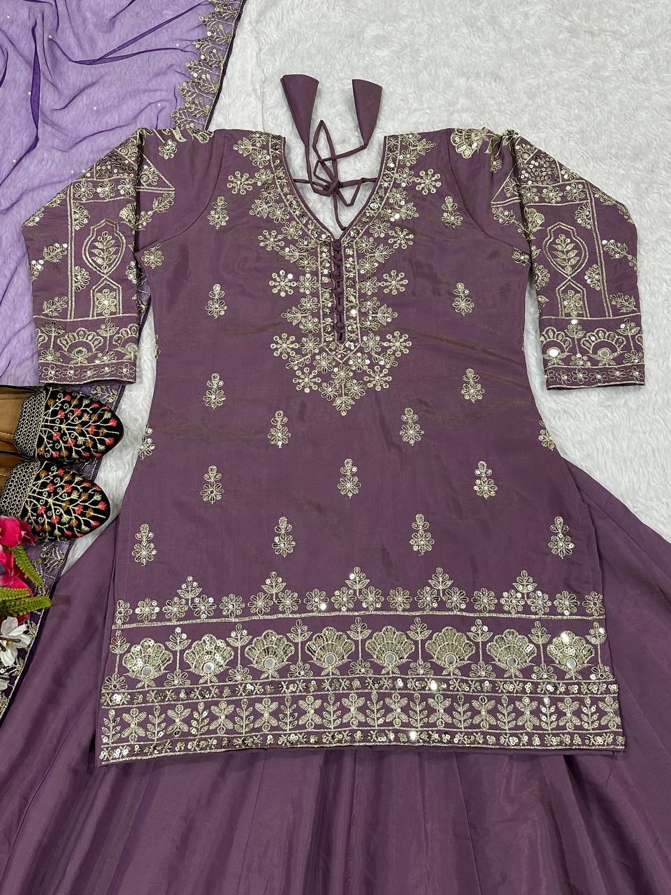 Premium Simmer Silk Embroidery Lehenga with Dupatta