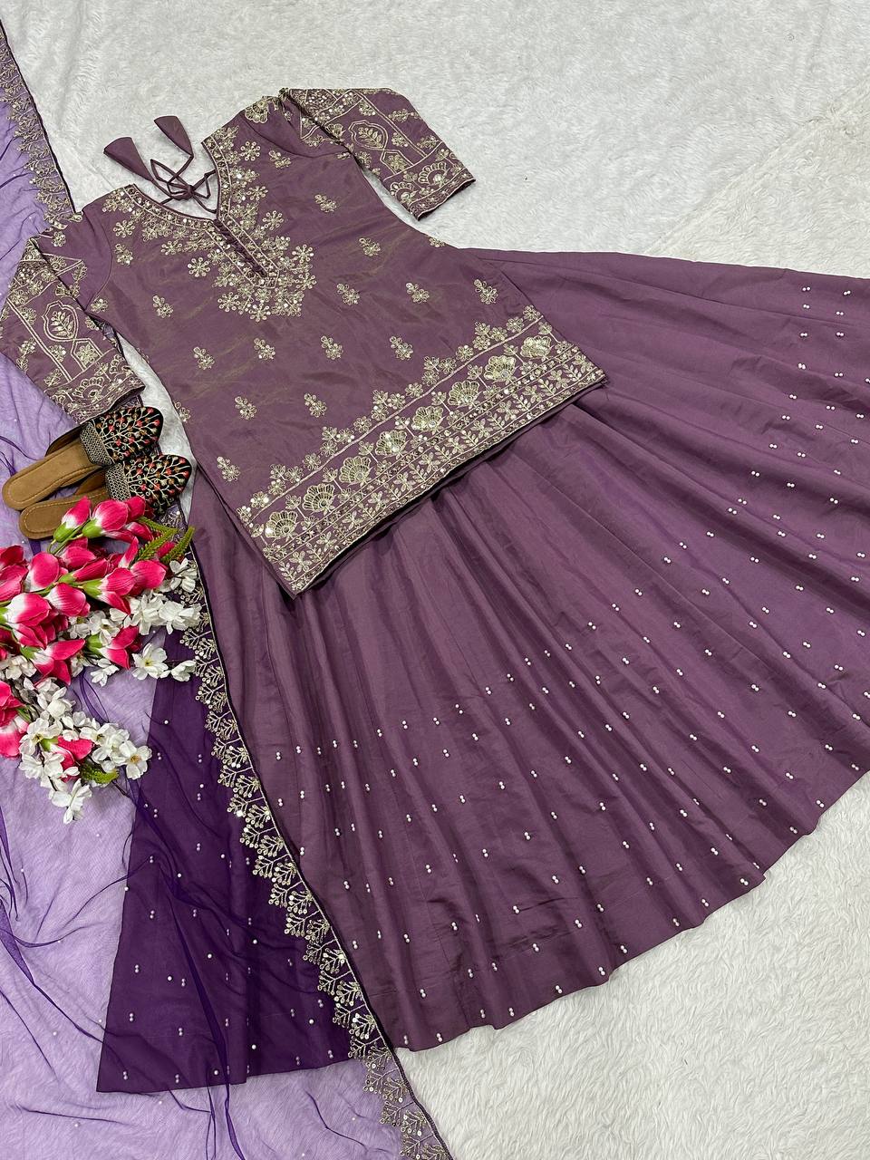 Premium Simmer Silk Embroidery Lehenga with Dupatta